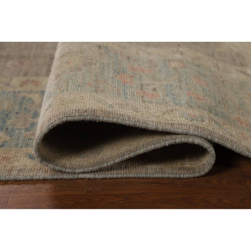 Hand Knotted Oriental 100% Wool Carpet Transitional All-Over Greys & Charcoal Oushak Area Rug - 9' 11'' X 7' 10''