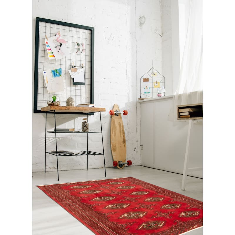 ECARPETGALLERY Hand-knotted Baluch Red Wool Rug - 3'3 x 4'10