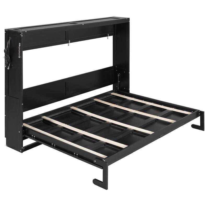 Side-Folding Printed Murphy Bed with LED and USB