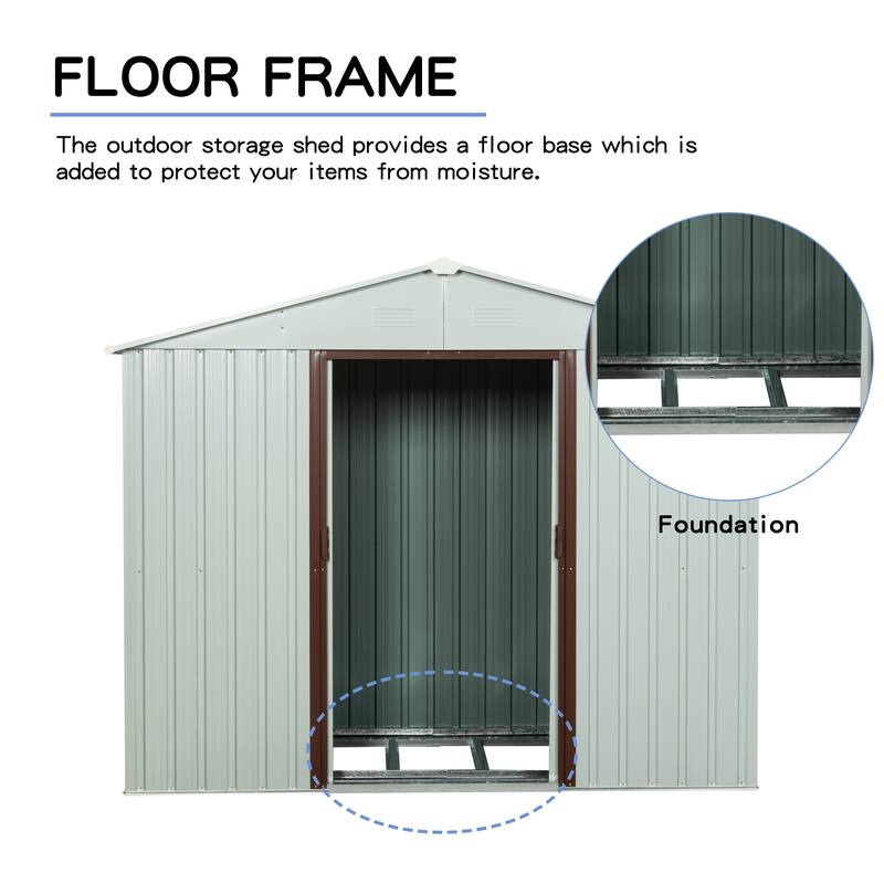 GDF Studio - Glissade Outdoor Metal Storage Shed with Galvanized Steel Panels and Sliding Doors