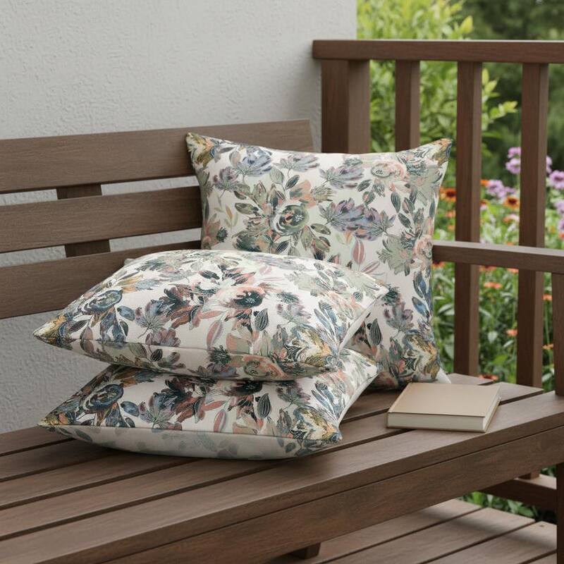 HomeRoots Set of Two 16" X 16" Pink and White Blown Seam Floral Indoor Outdoor Throw Pillow - 16.00' X '16.00' X '5.00 - Pink/White - 16.00' X '16.00' X '5.00