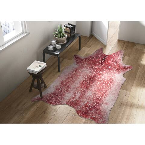 Rio Collection Faux Cowhide Printed Rug with Foil Accents