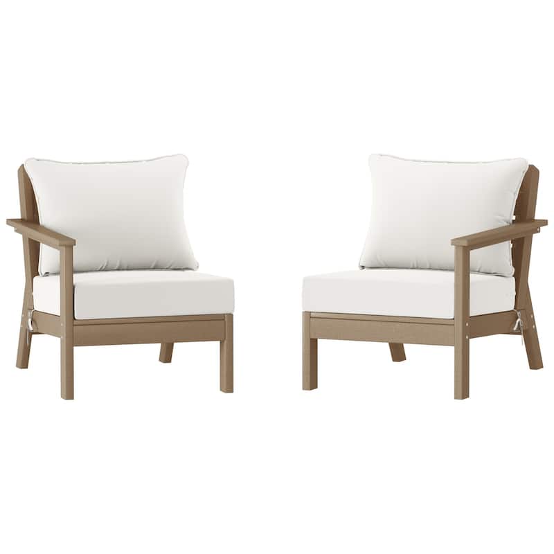 Polytrends Birchwood All Weather HDPE Outdoor Patio Deep Seating Weathered Wood Loveseat (2-Piece)
