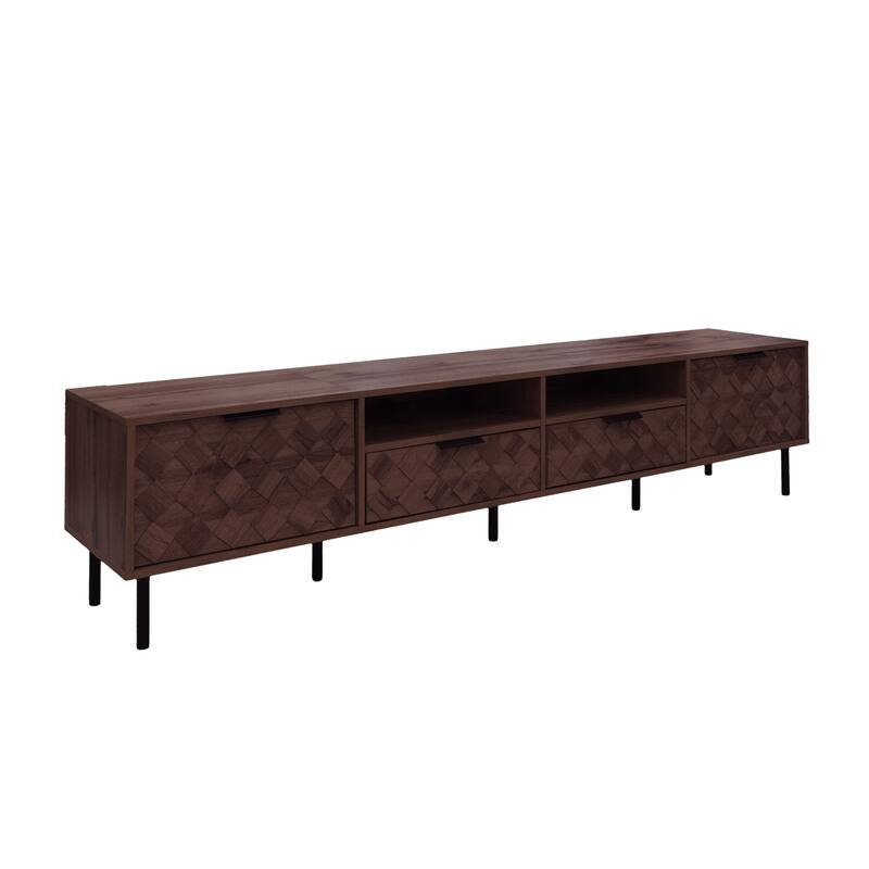 Mid-Century Modern TV Stand with Storage Cabinets, TV Console for TVs up to 85", Living Room Entertainment Center