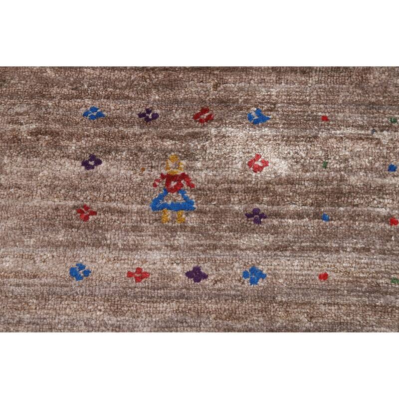 Brown Gabbeh Oriental Area Rug Handmade Silk Carpet - 8'10" x 11'9"