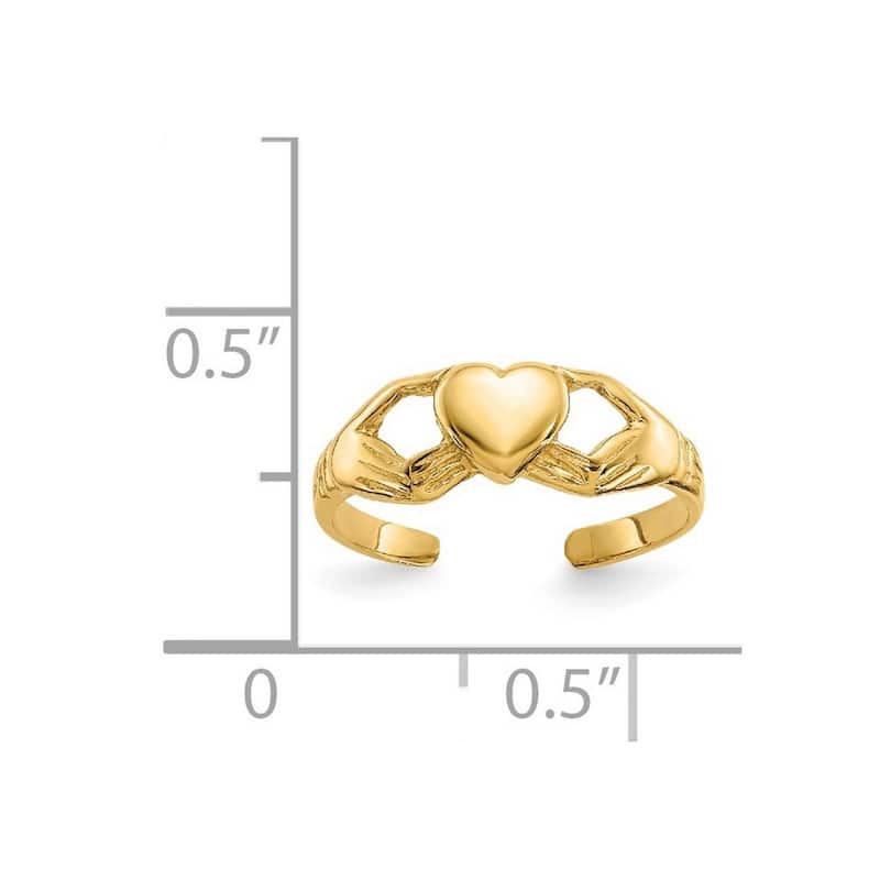 Curata 14 karat Yellow Gold Claddagh Celtic Trinity Knot Toe Ring Size 2.00