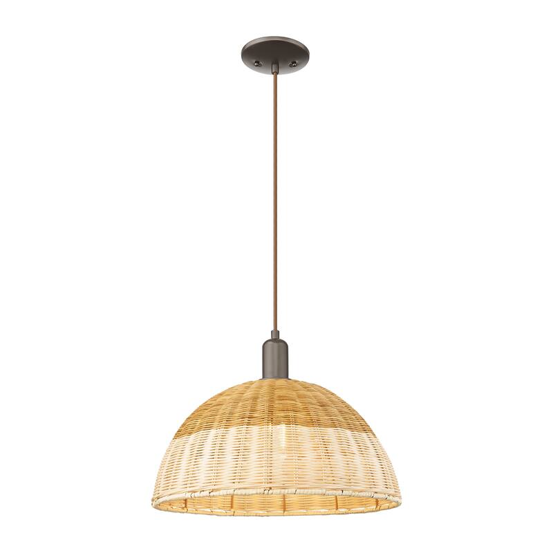 Innovations Lighting Downtown Urban - Natural Ballston Dome - 1 Light Cord Hung Mini Pendant with Basketweave Shade