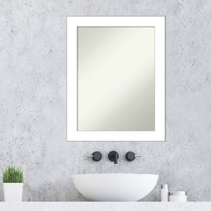 Non-Beveled Bathroom Wall Mirror - Wedge White Frame