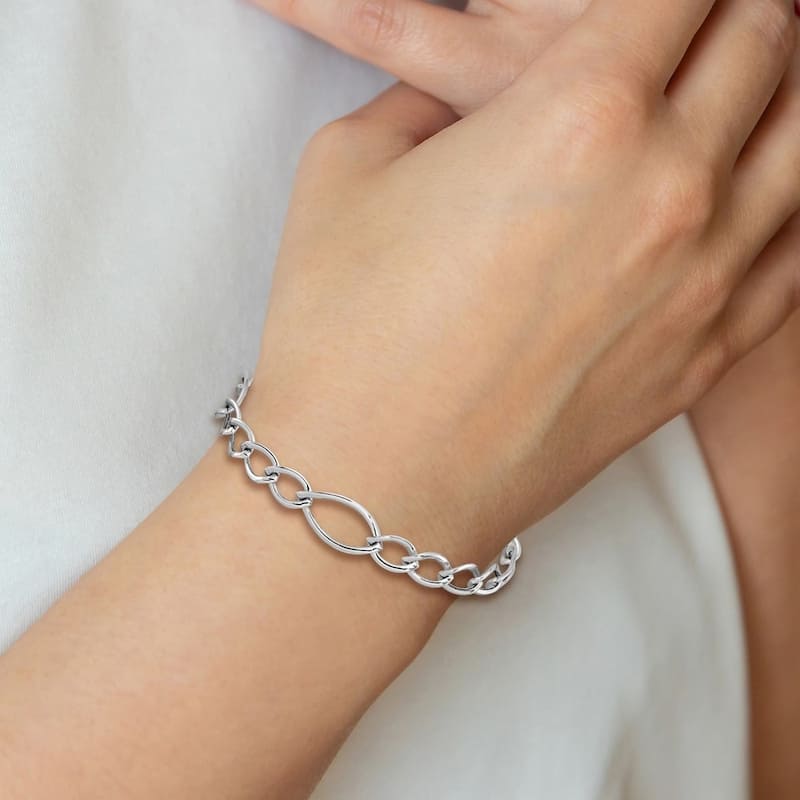 Curata 10k White Gold Fancy Twist Polished Link Bracelet 7.5 Inch
