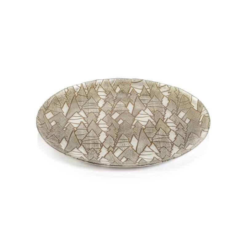 Hani 13" Alpine Tree Glass Platters, Set of 6 - Gold