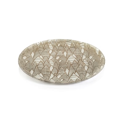 Hani 13" Alpine Tree Glass Platters, Set of 6
