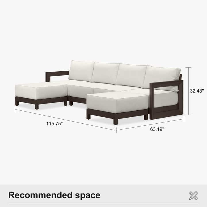 PURPLE LEAF Caesar Outdoor Couch with 9.6" white Thick Cushion and Table for Yard Porch Deck Outdoor Patio Conversation Sets