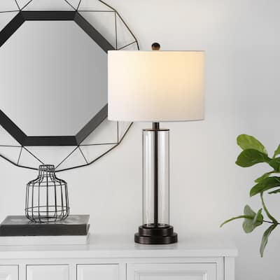 SAFAVIEH Lighting 26-inch Cassian Glass Table Lamp - 14" x 14" x 26"