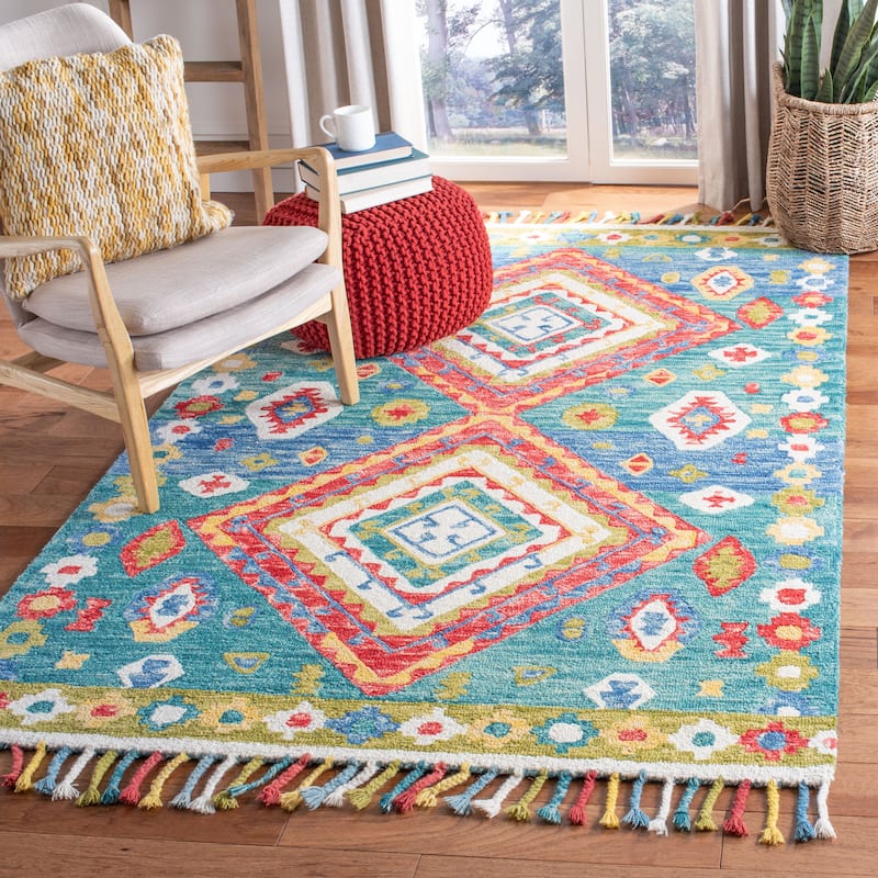 SAFAVIEH Handmade Aspen Impi & Eclectic Tribal Wool Rug - 3' x 5' - Green/Red