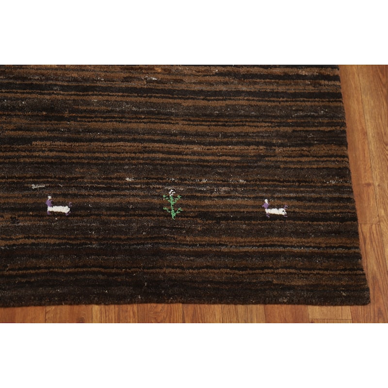 Hand Knotted Oriental 100% Wool Carpet Tribal Tribal Brown Gabbeh Area Rug - 7' 6'' X 5' 5''