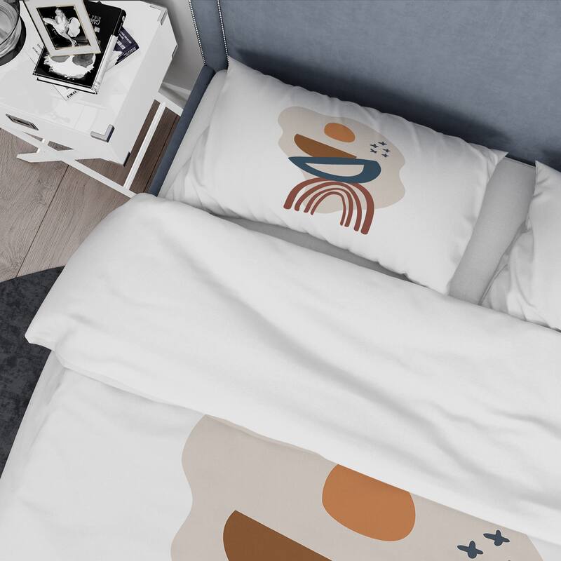 Designart 'Elementary Shapes In Terracotta Tones I' Modern Duvet Cover Set