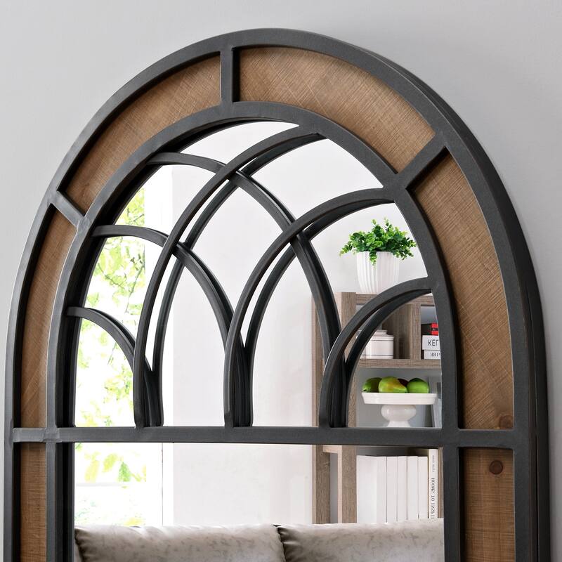 FirsTime & Co. Brown Hemmingway Farmhouse Arch Mirror, Wood and Metal Frame