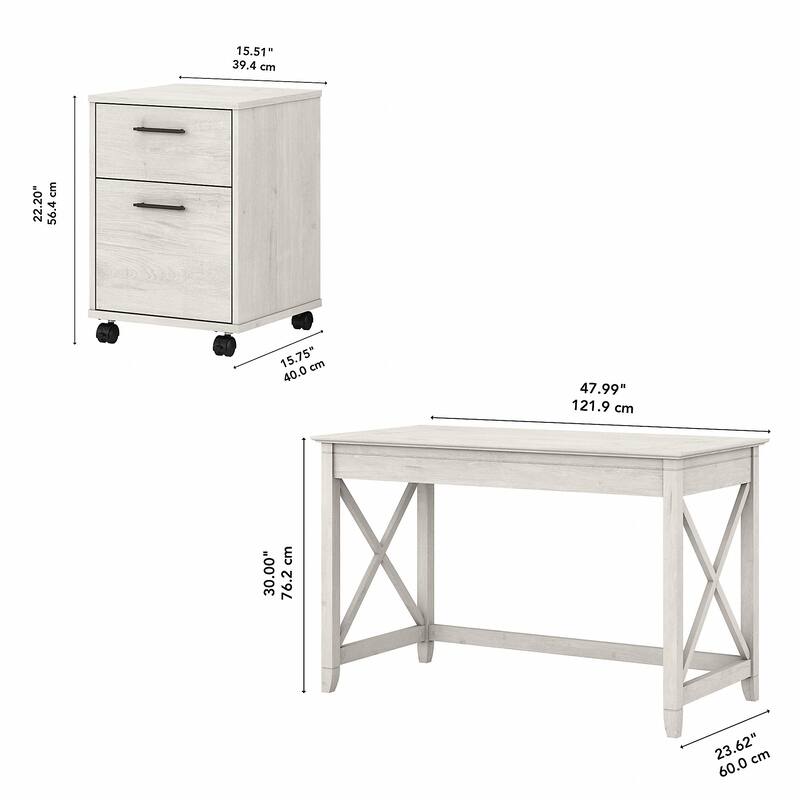 Key West 48W Writing Desk with Mobile File Cabinet by Bush Furniture