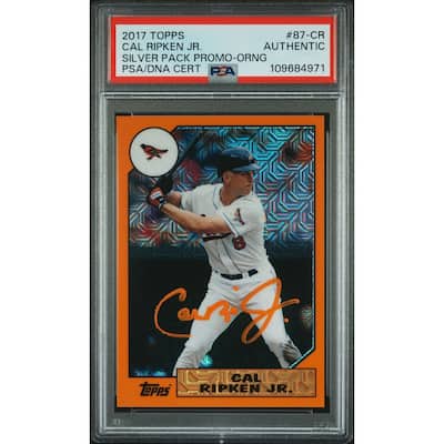 Cal Ripken Jr 2017 Topps Silver Pack Promo Orange Baseball Card #87-CR Auto PSA 20/75 - 8' x 11'