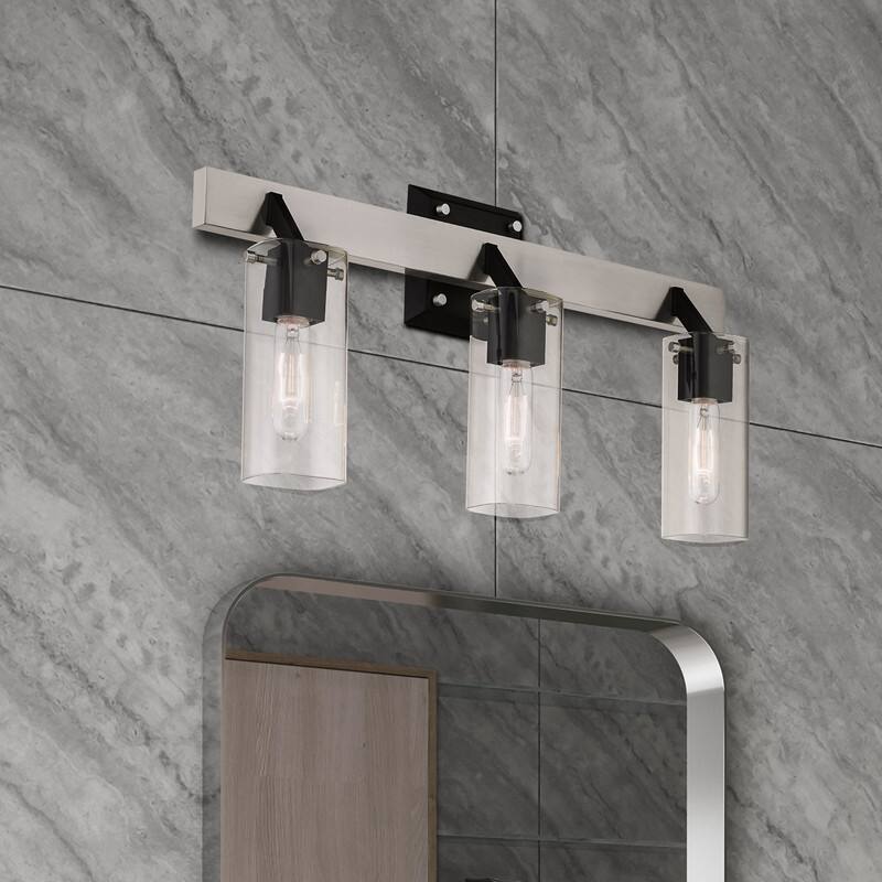 Livex Lighting 3 Light Brushed Nickel Vanity Sconce, 17823-91 - 23.75"W x 12"H x 5.5"D