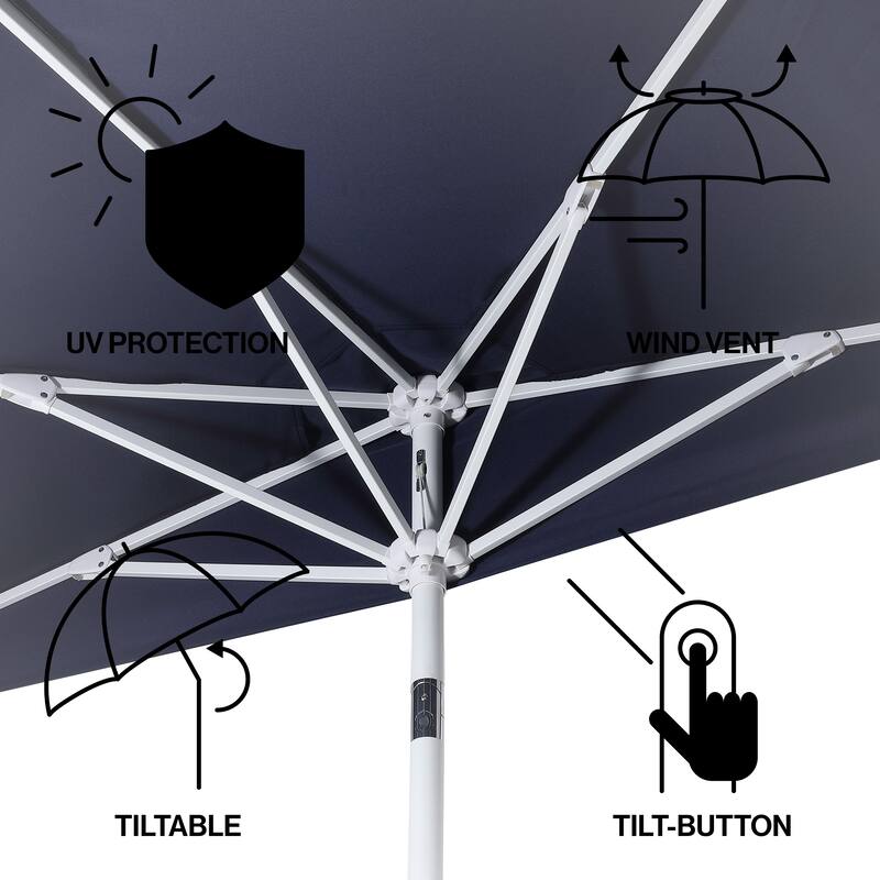 9 ft Market Patio Half Umbrella with Crank, Tilt Button and UV Protection