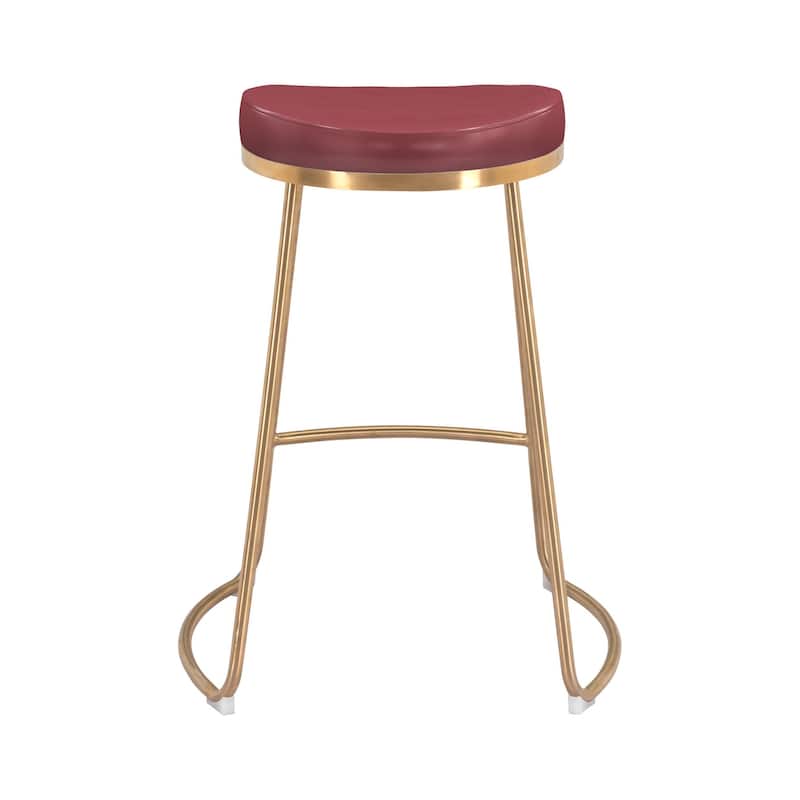 Bison Counter Stool (Set of 2) Burgundy & Gold - N/A