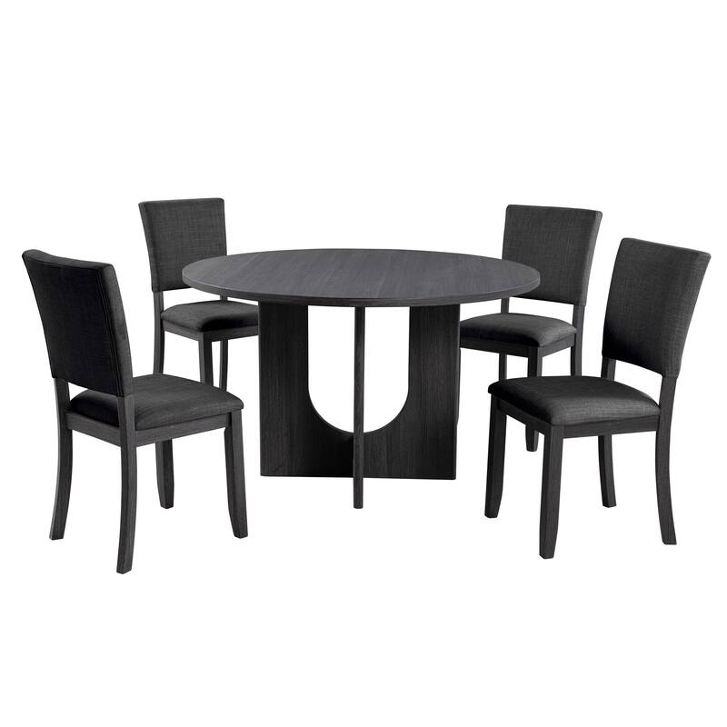 Furniture of America Zephyra Modern 5-Piece Wood Round Compact Dining Table Set