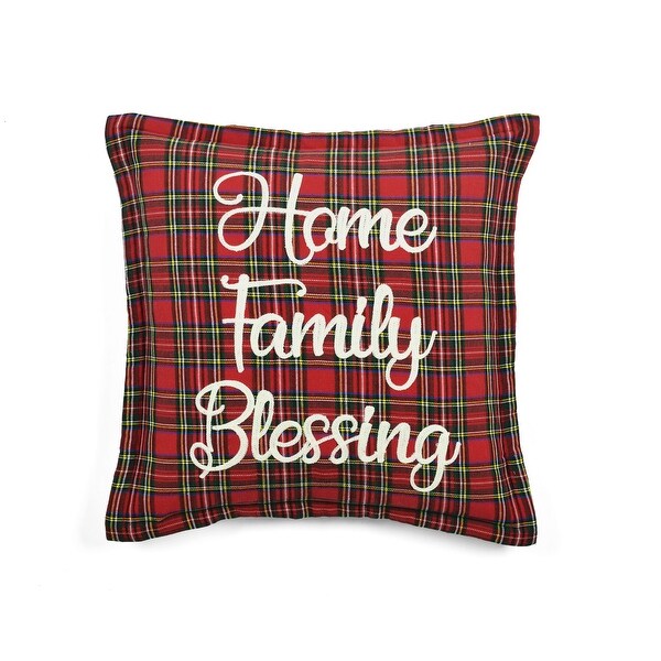 Lush Decor Home Family Blessing Plaid Embroidery Script Decorative