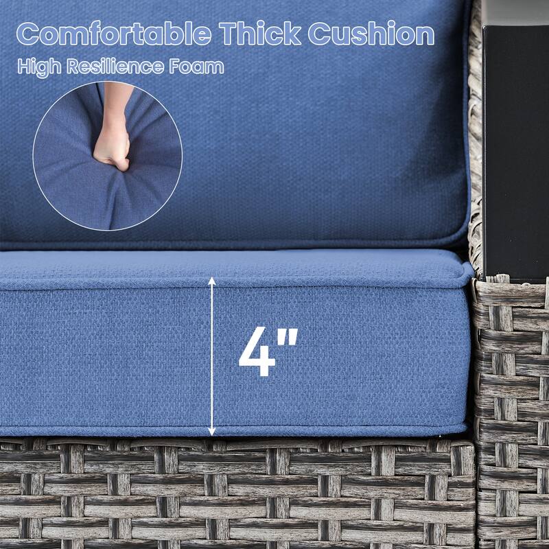 Pocassy Outdoor Sofa Swivel Patio Chair Table with Ottoman Set