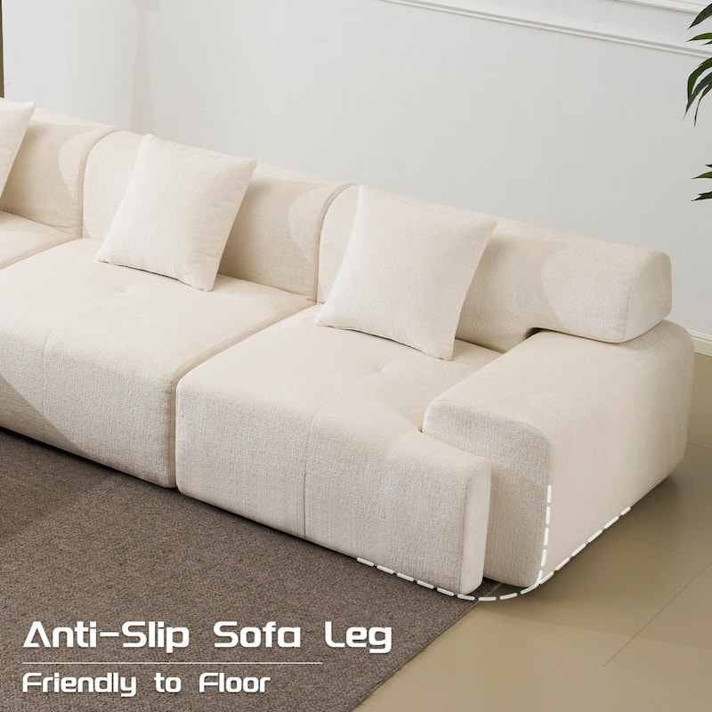 120.47" Modular Corduroy Boneless Sectional Sofa with Movable Ottoman