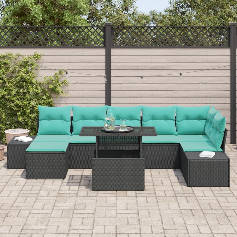 vidaXL 8 Piece Garden Sofa Set with Cushions - 125.6×60.6×27.2