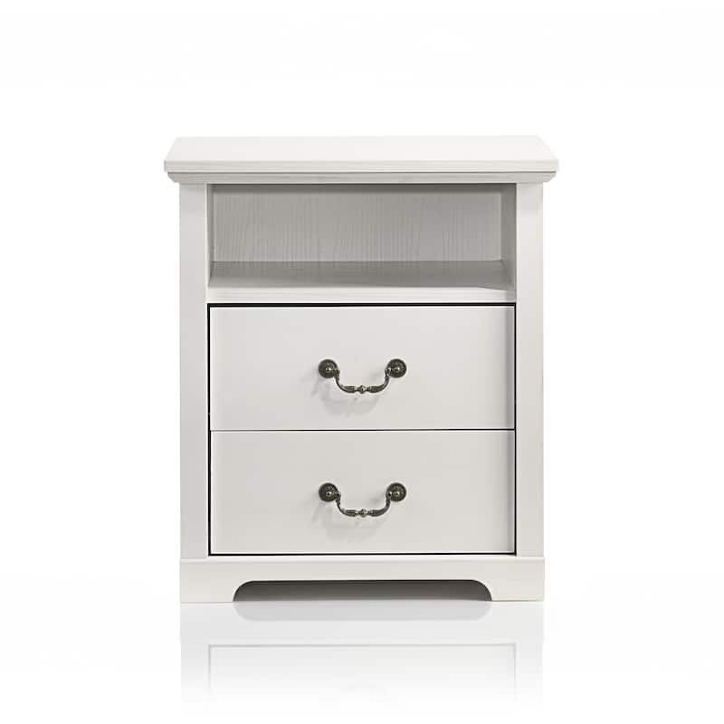 247 Shop At Home Marie 2-Drawer Set of 2 Nightstands with Open Storage Shelf