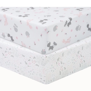Girl Forest 2 Pack Microfiber Fitted Crib Sheets - 28 in x 52 in x 8-in - 28 in x 52 in x 8-in