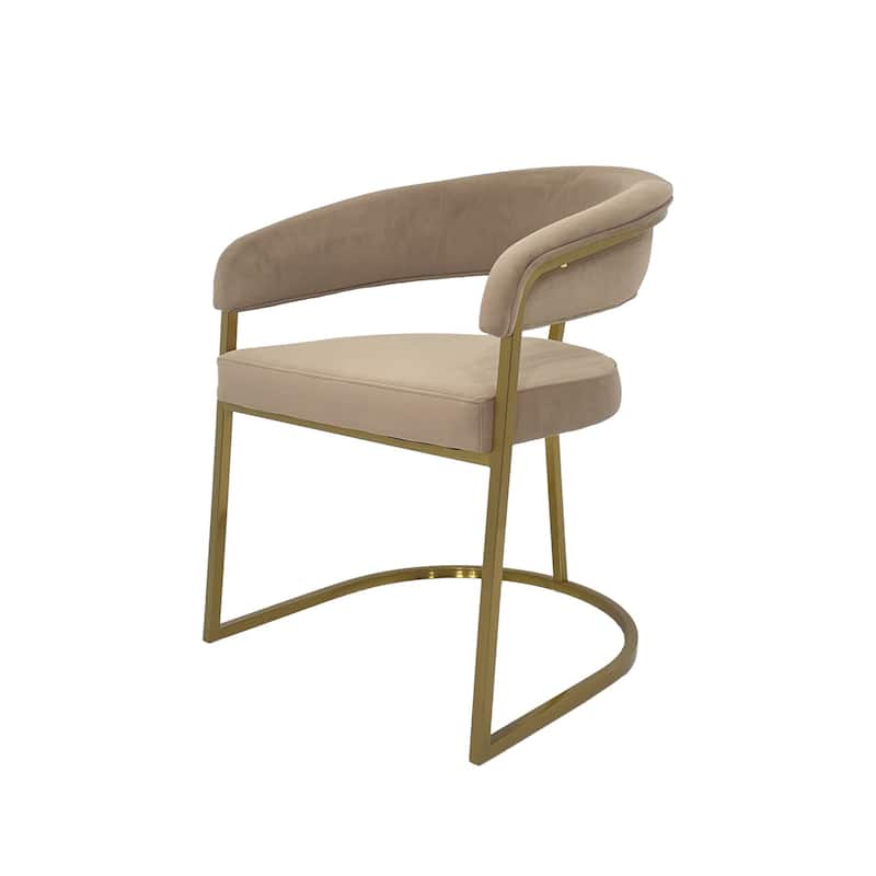 Dining Chair with Velvet Cushion and Matte Gold Legs