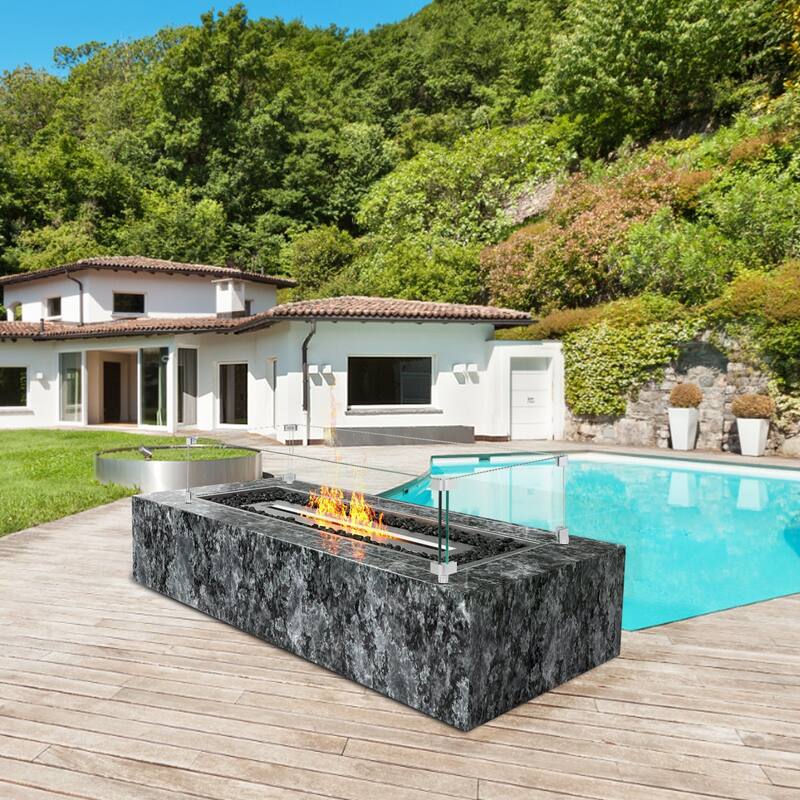 Tempered Glass Wind Guard for Rectangular Fire Pit Table