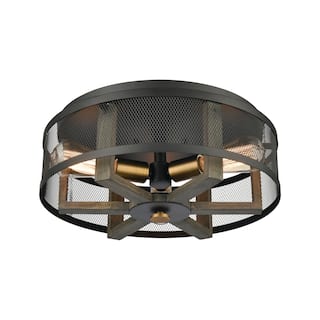 Elk Home Woodbridge Black With Metal Shade 3 Light Flush Mount