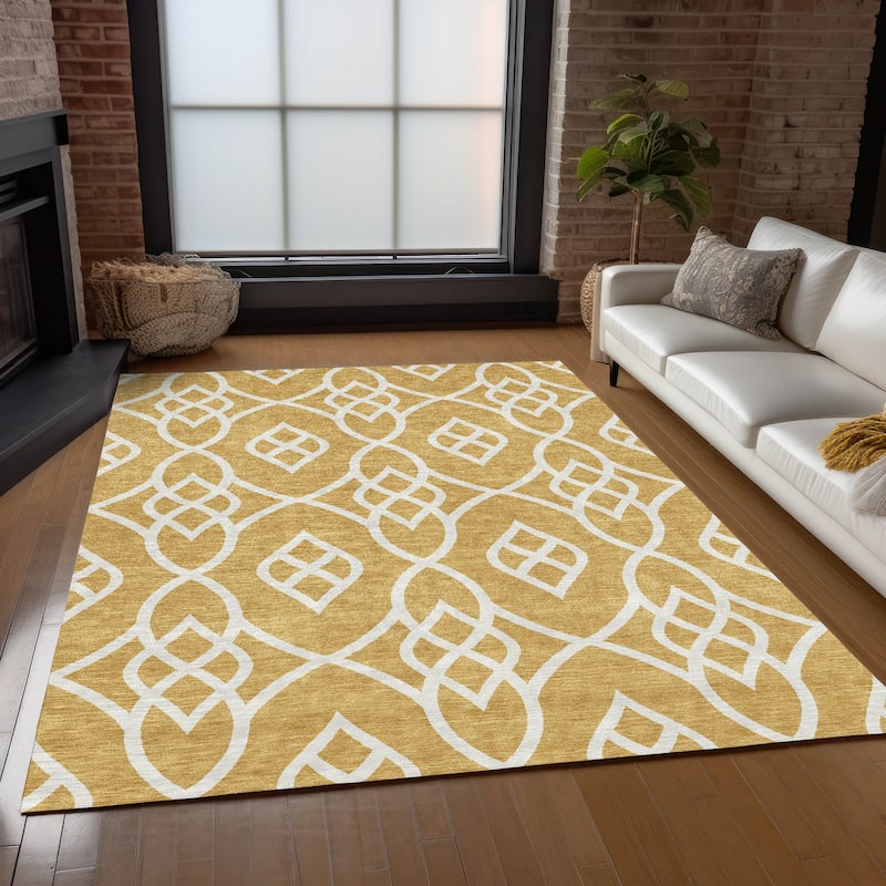 Machine Washable Indoor/ Outdoor Chantille Modern Trellis Rug