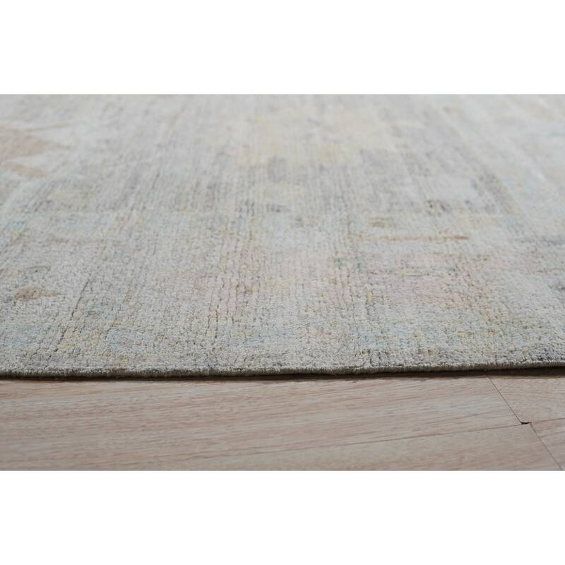 Hand-Knotted Natural Silk Oushak Rug, 9' x 12', Green/Duck Green Area Rug, Stylish Soft Texture for Living Spaces - L