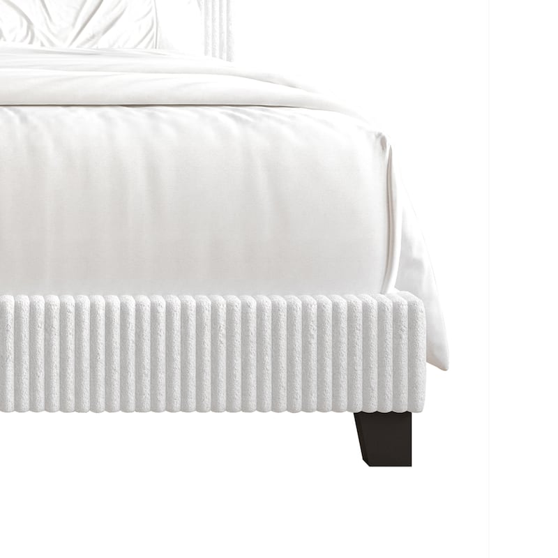 CraftPorch Corduroy Elegant and Chic Velvet Upholstered Bed