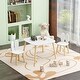 preview thumbnail 7 of 14, Kids Table and 2 Chairs Set,3 Pieces Rabbit Themed Toddler Table and Chair Set,Children Activity Play Table Set Solid Wood Legs