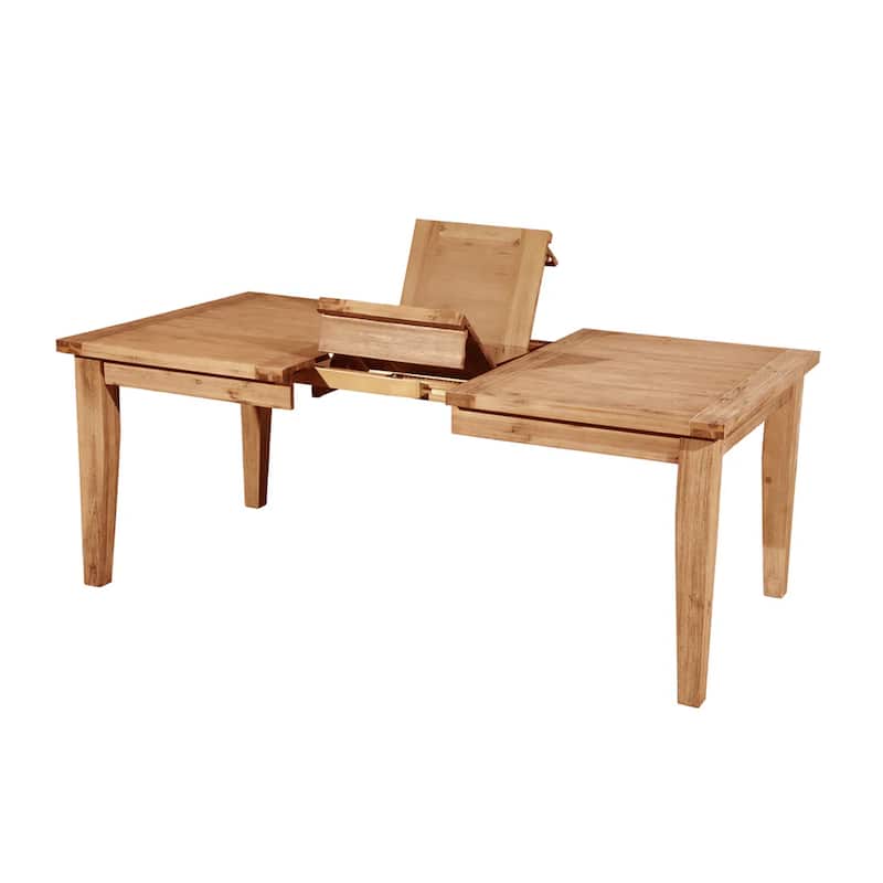 Dining Table, 60-78 Inch Extendable Top, Natural Brown Acacia Wood