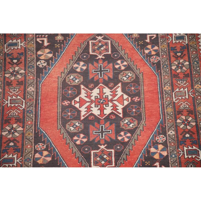 Hand Knotted Oriental 100% Wool Carpet Traditional Tribal Greys & Charcoal Hamedan Area Rug - 7' 1'' X 4' 2''