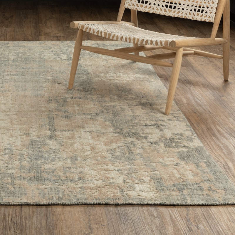 Somerset Textured Abstract Slate/ Beige Hand-made Wood Blend Area Rug - 2'6" x 8'