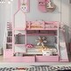 preview thumbnail 38 of 46, Castle House Bunk Bed with Slide and Storage Stairs, Wooden Playhouse Bunk Bedframe with 2 Drawers and 3 Shelves, for Boys Girls