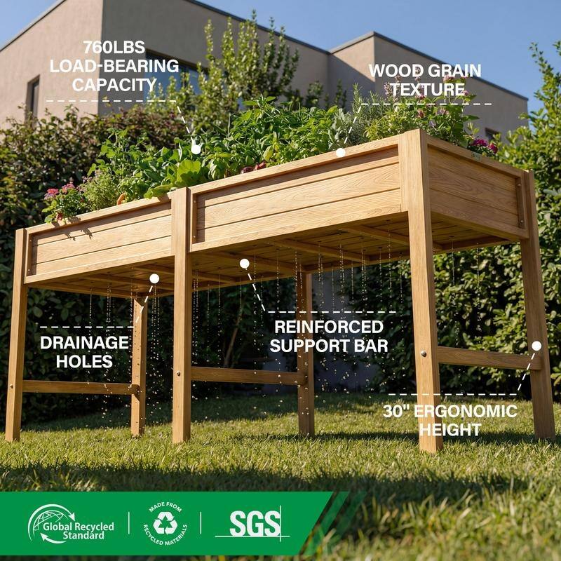 WINSOON All Weather HIPS Raised Garden Bed with Drainage Holes