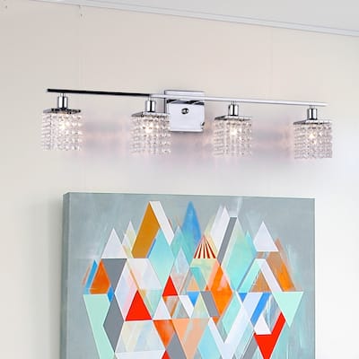 Four-light Chrome/ Crystal Wall Sconce