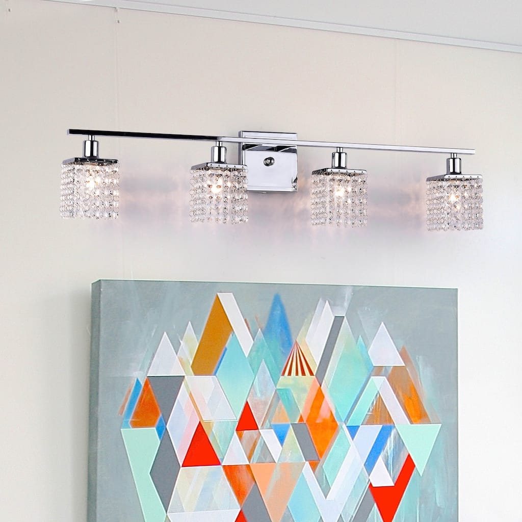 Four-light Chrome/ Crystal Wall Sconce
