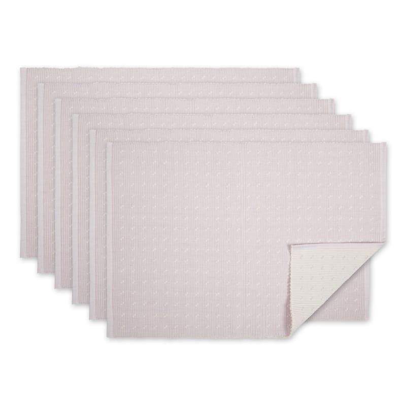 Lavender Fog Dobby Dots Rib Placemat (Set of 6) - 13x10" - Lavender Fog