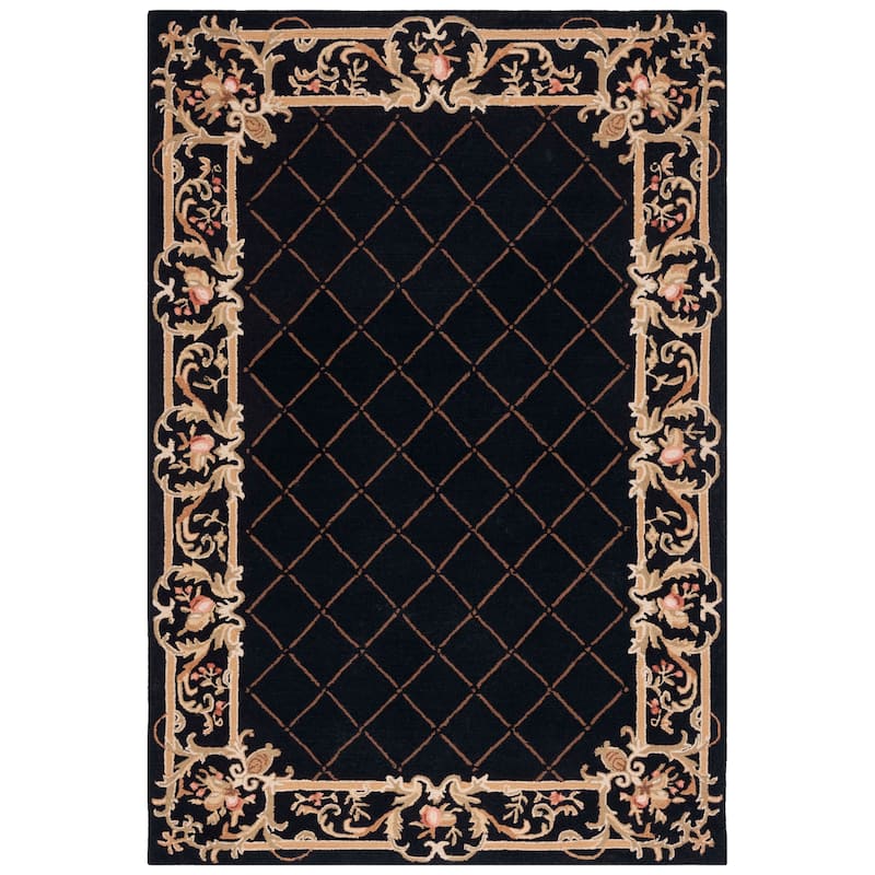 SAFAVIEH Handmade Chelsea Hasime French Country Wool Rug - 6' x 9' - Black