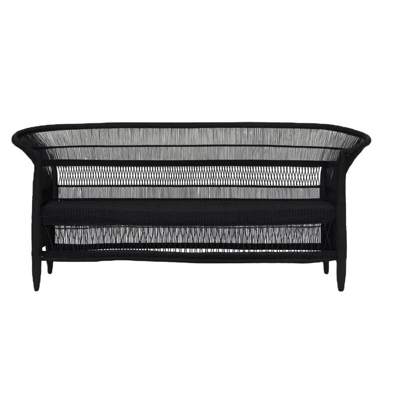 100% Handwoven Natural Rattan 2-Piece Indoor Seating Set with Loveseat and 3-Seater Settee, Solid Wood Frame, Boho Farmhouse